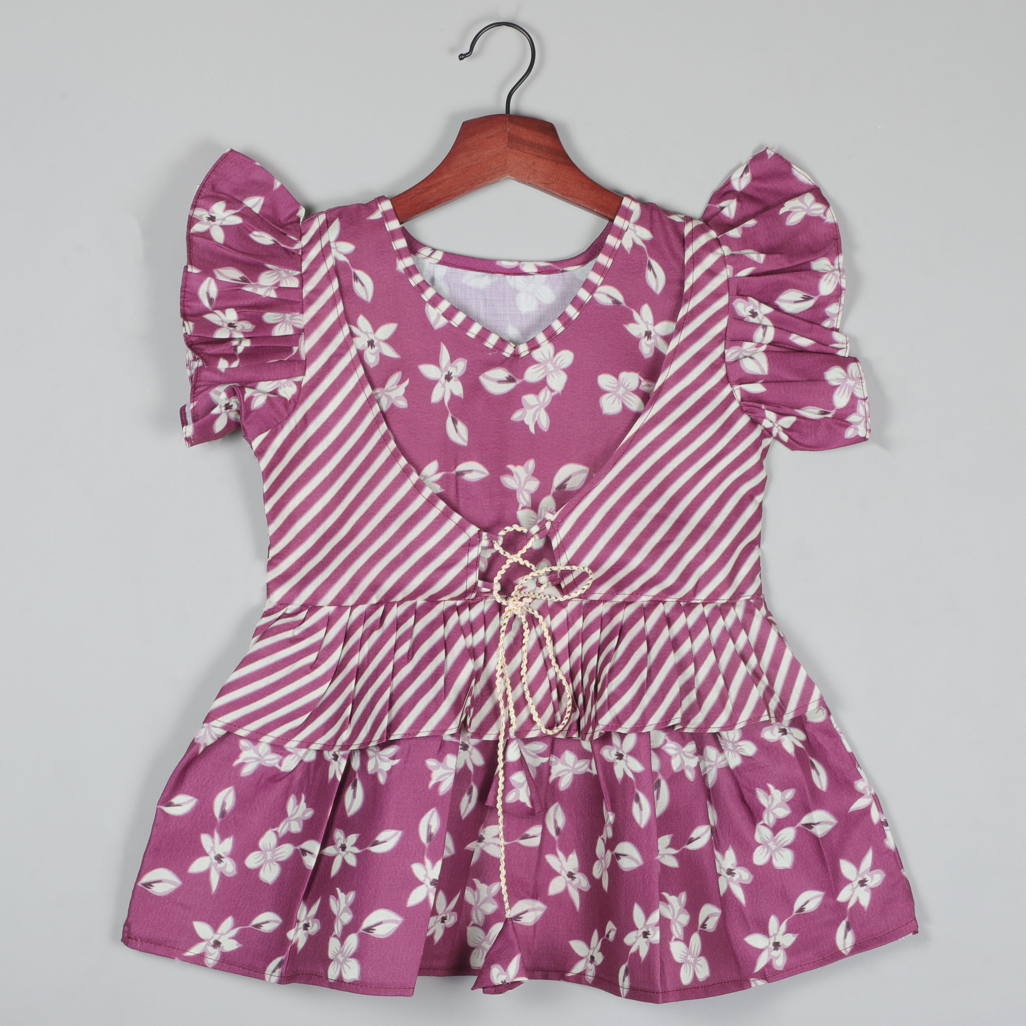 Printed Roll-up Sleeves With Koti Looking Top And Sharara Set