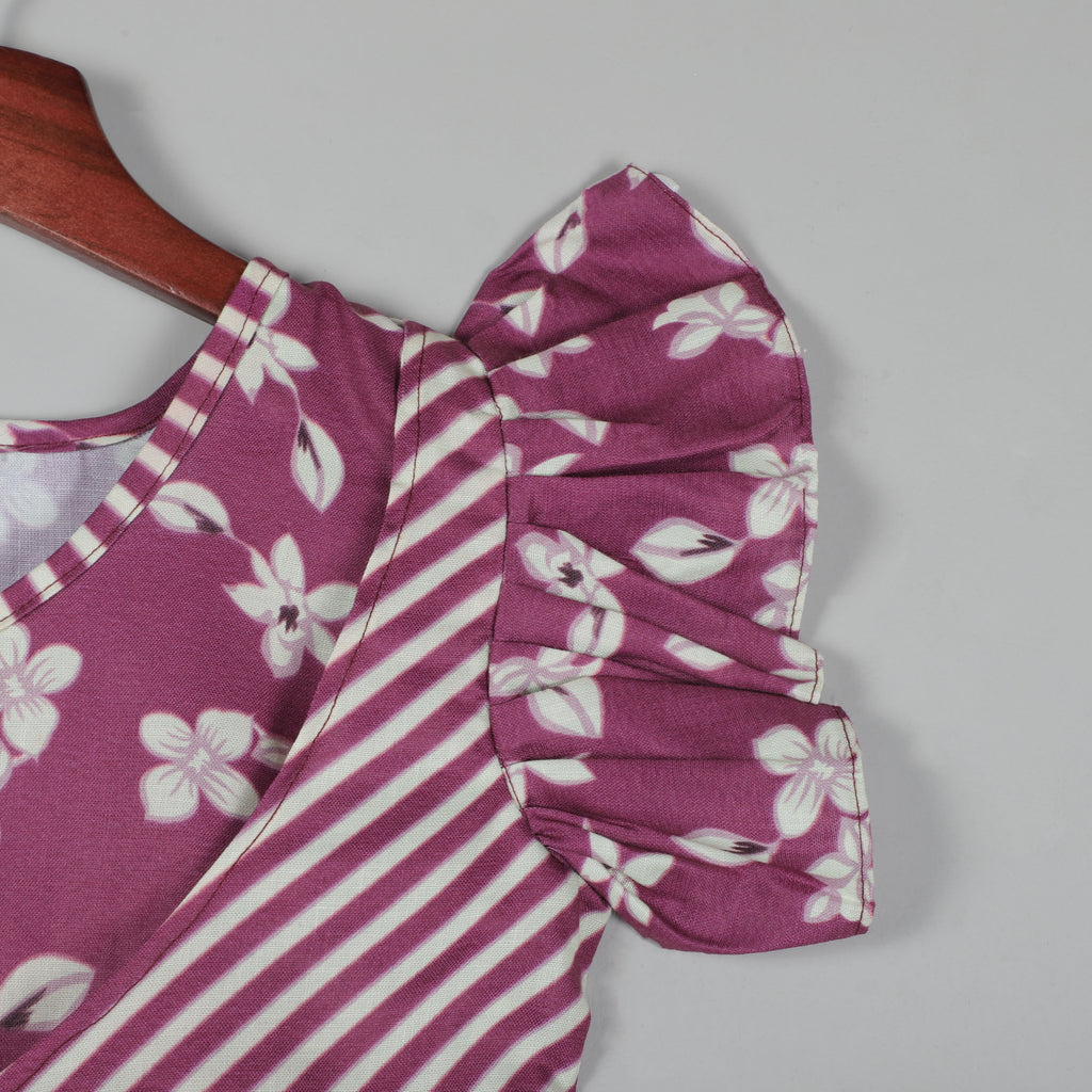 Printed Roll-up Sleeves With Koti Looking Top And Sharara Set