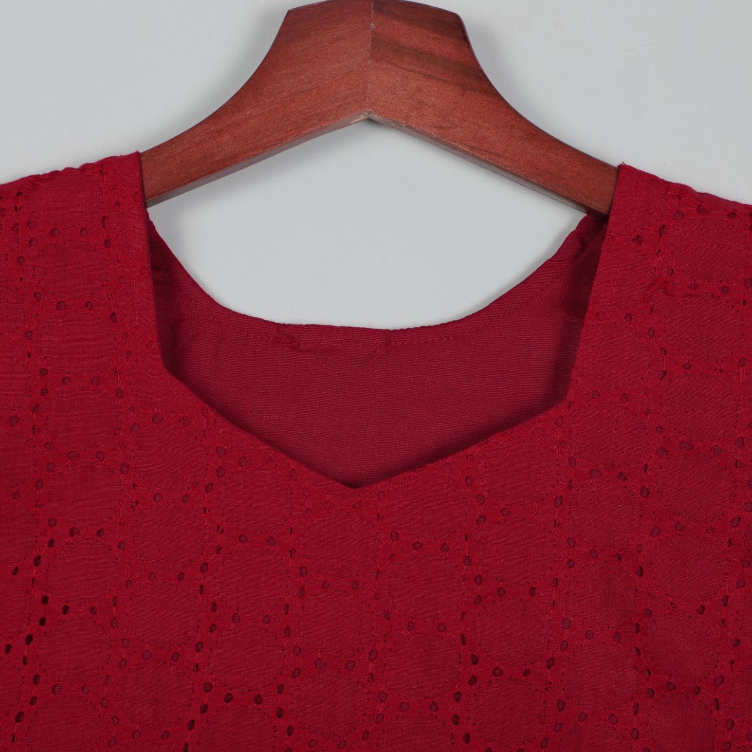 Puffy Short Sleeves Maroon Balloon Dot Top With Pant